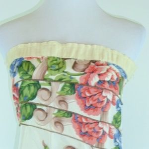 RUTH ANTHROPOLOGIE SILK FLORAL STRAPLESS DRESS 10
